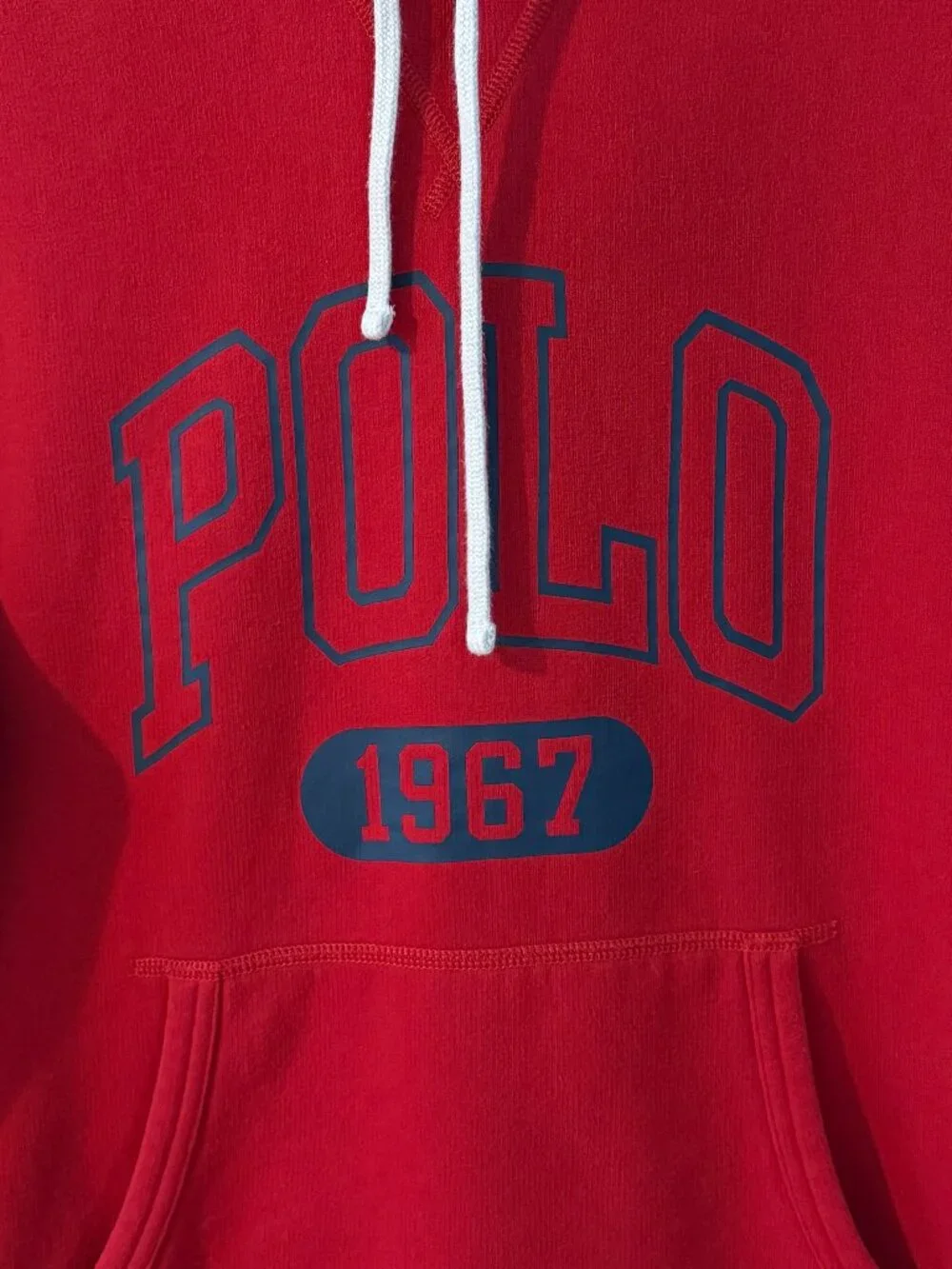 Polo Ralph Lauren Red Hoodie with Navy 1967 Graphic Size Small